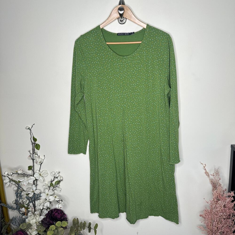 GUDRUN SJODEN Pepper Jersey Tunic Dress Avocado Green Sz L {II34} - Picture 2 of 5